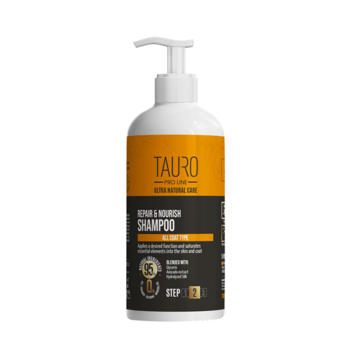 TAURO PRO LINE Ultra Natural Care šampūnas maitinantis šunų ir kačių kailį bei odą 