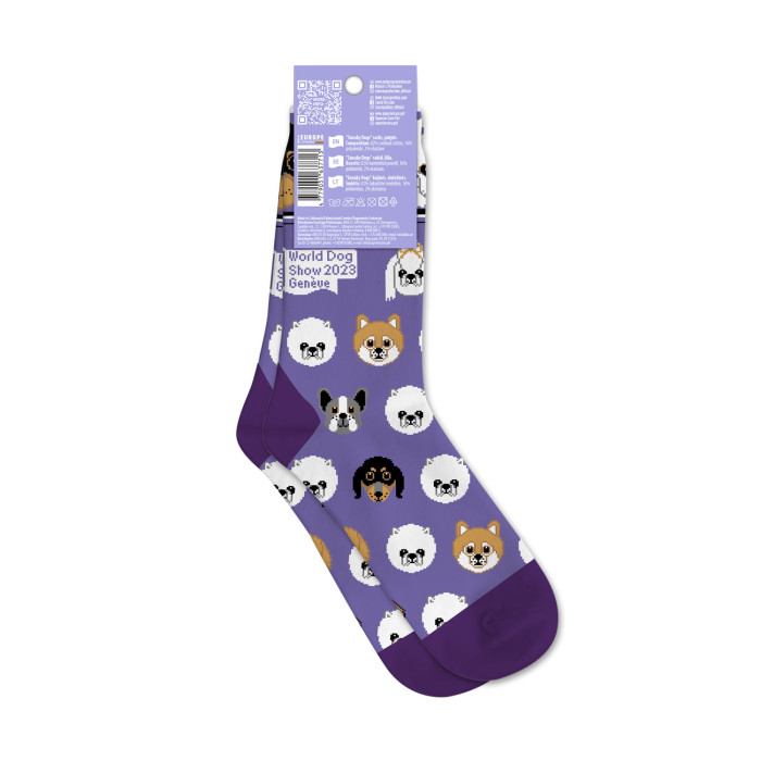 WORLD DOG SHOW socks with cotton, with puppy appliqué 