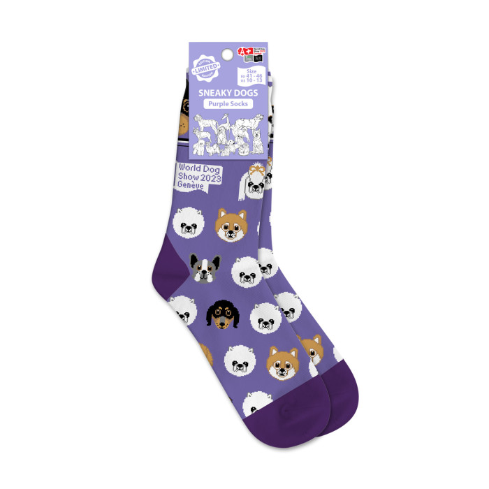 WORLD DOG SHOW socks with cotton, with puppy appliqué 