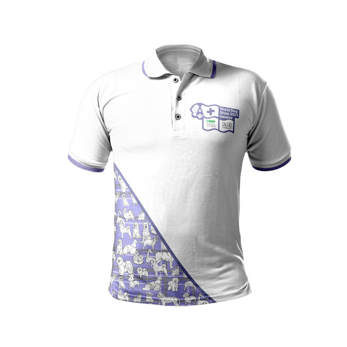 WORLD DOG SHOW Polo T-shirt with short sleeves, white, with QR code 