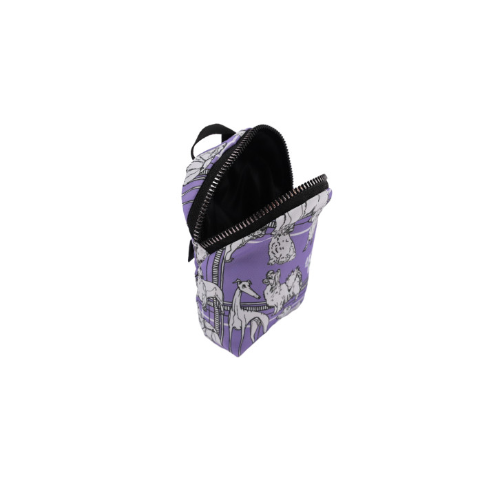 WORLD DOG SHOW pet treat case with zipper, purple, with puppy appliqués 