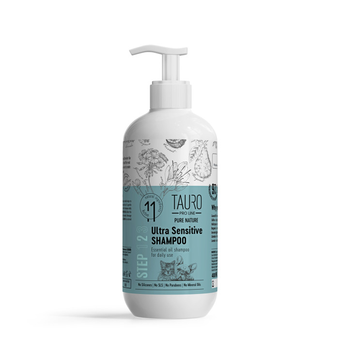 TAURO PRO LINE Pure Nature Ultra Sensitive šunų ir kačių kailio šampūnas jautriai odai 