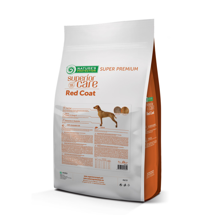 NATURE'S PROTECTION SUPERIOR CARE dry grain free food for adult dogs of all breeds with red coat, with salmon 