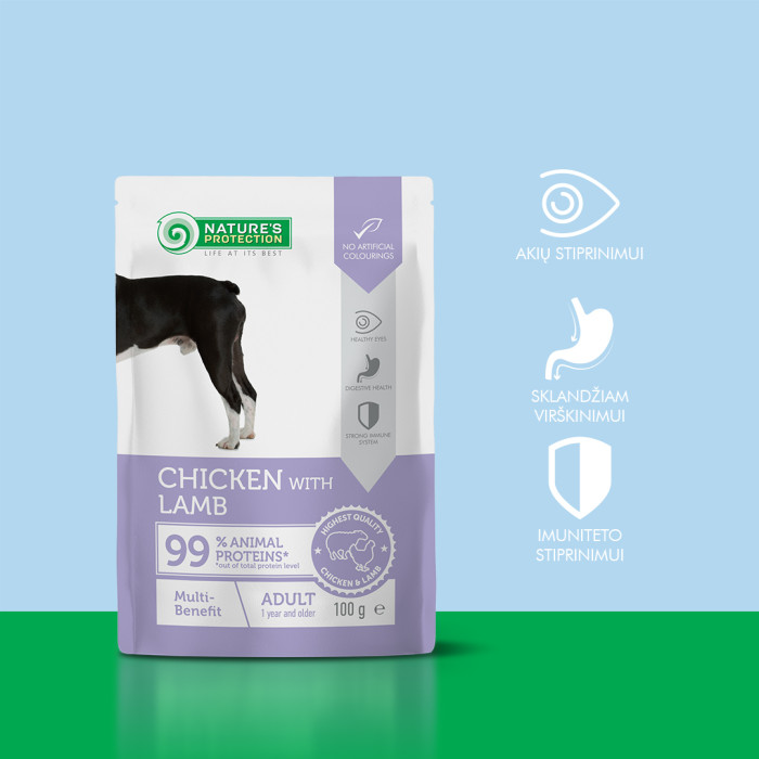 NATURE'S PROTECTION canned pet food with chicken and lamb for adult dogs 