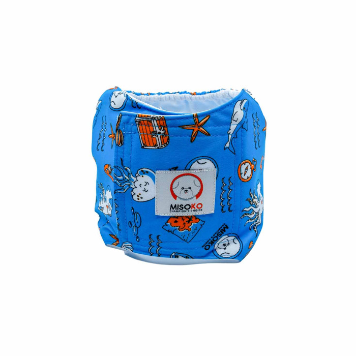 MISOKO reusable diapers for male dogs, with octopus, blue 