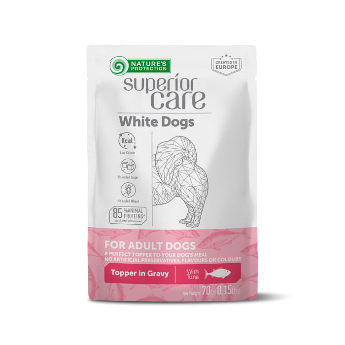 NATURE'S PROTECTION SUPERIOR CARE wet food supplement with tuna for adult white-coated dogs of all breeds 