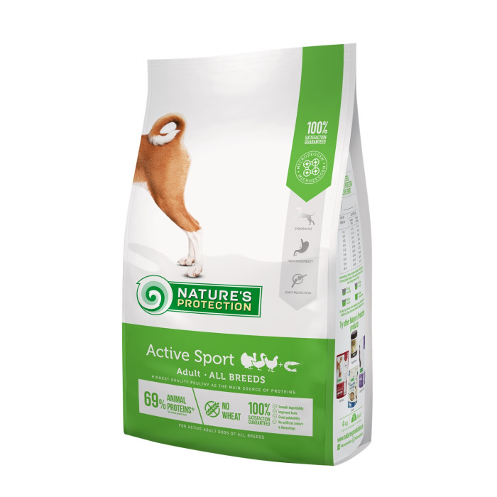 NATURE'S PROTECTION dry food for active adult dogs of all breeds with poultry and krill 