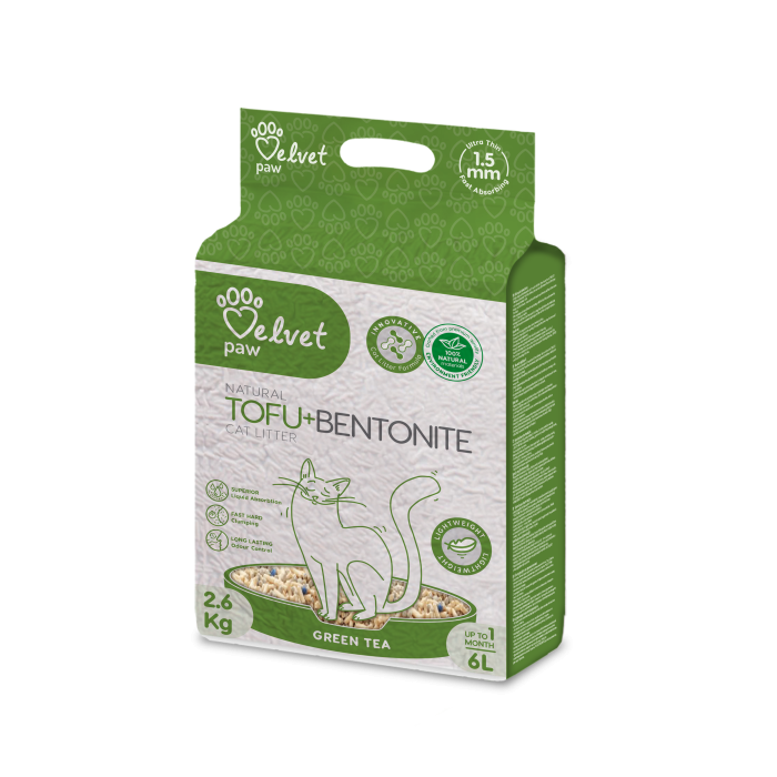 VELVET PAW TOFU cat litter mixed with bentonite and green tea extract 
