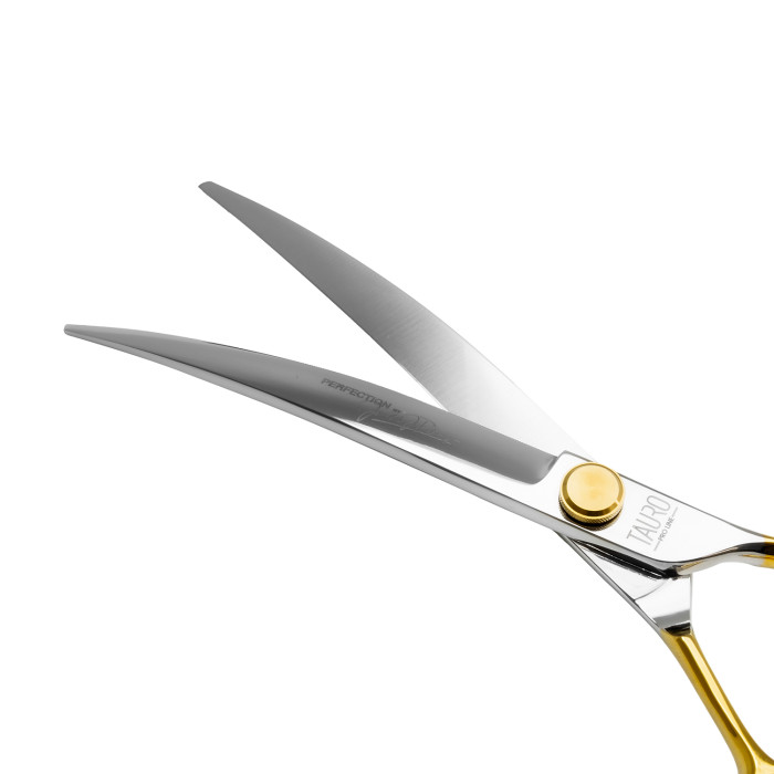 TAURO PRO LINE cutting scissors "Perfection by Janita J. Plunge", curved, 440c stainless steel, golden color 