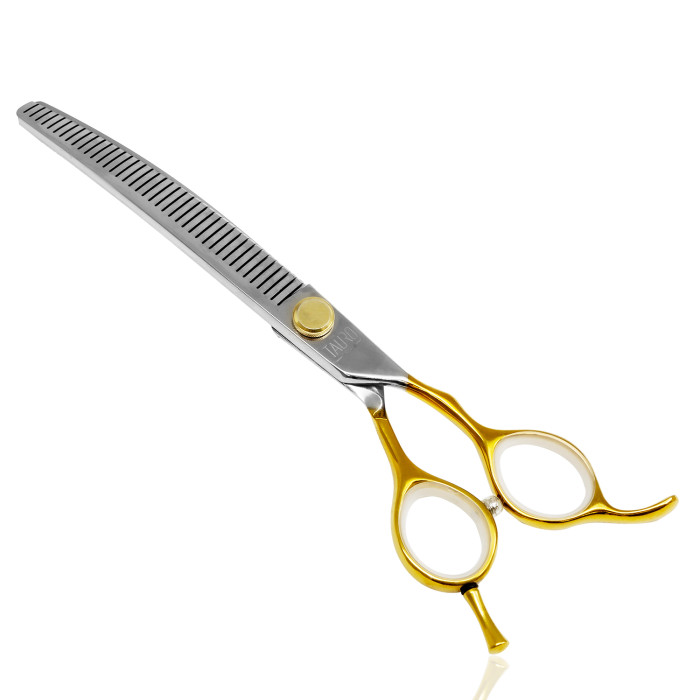 TAURO PRO LINE cutting scissors "Perfection by Janita J. Plunge", thinning, 40 teeth, 440c stainless steel, golden color 