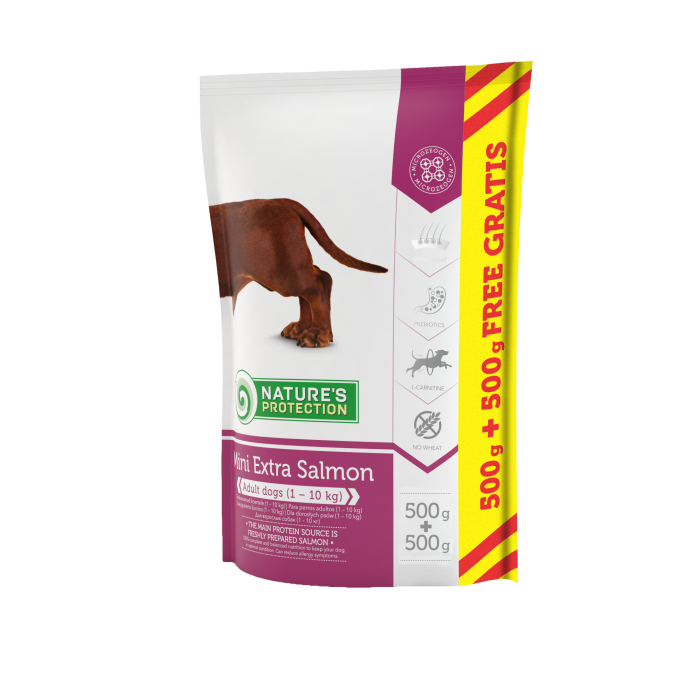 NATURE'S PROTECTION dry food for adult small breed dogs with salmon 