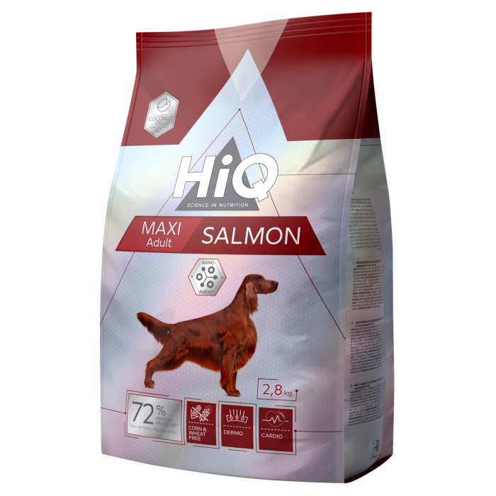 HIQ dry food for adult dogs of large breeds, with salmon  