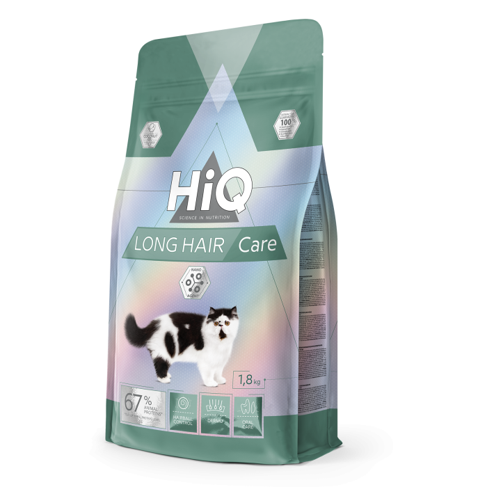 HIQ dry food for adult long haired cats with poultry 