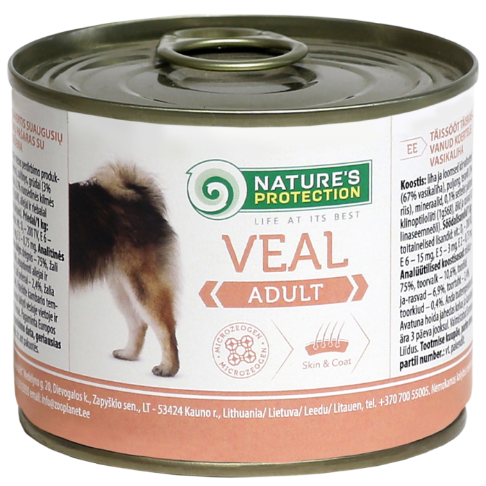 NATURE'S PROTECTION canned pet food for adult dogs with veal 