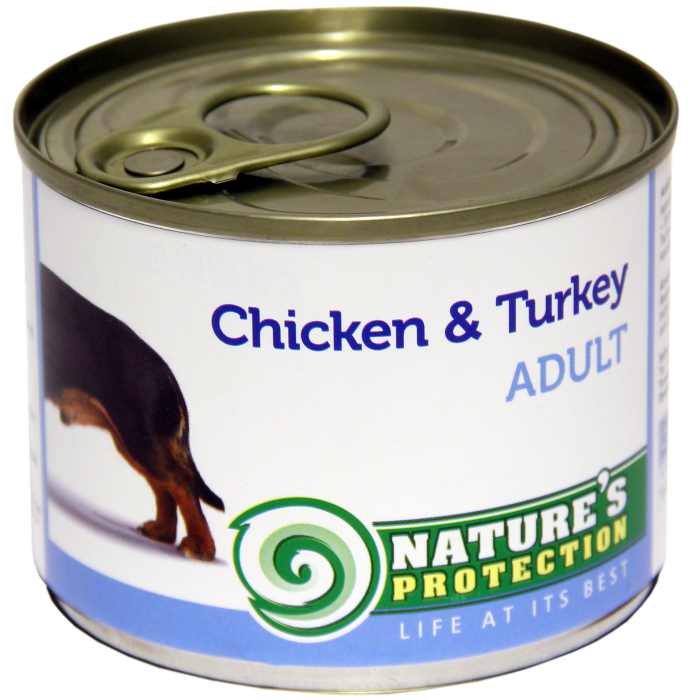 NATURE'S PROTECTION canned pet food for adult dogs with chicken and turkey 