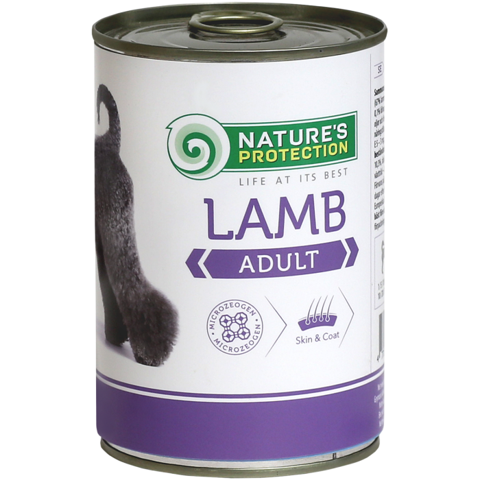 NATURE'S PROTECTION canned pet food for adult dogs with lamb 