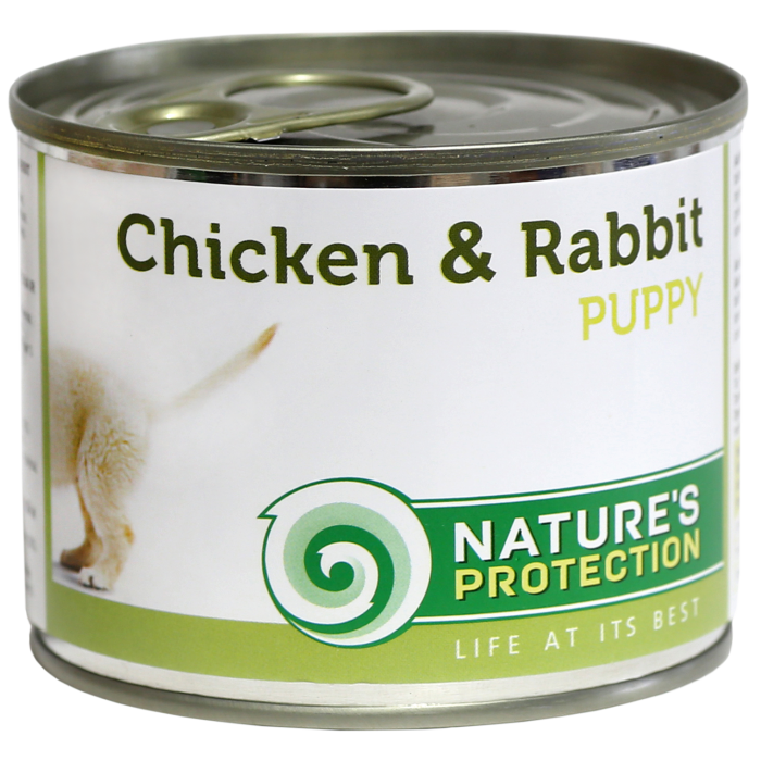 NATURE'S PROTECTION canned pet food for junior dogs with chicken and rabbit 