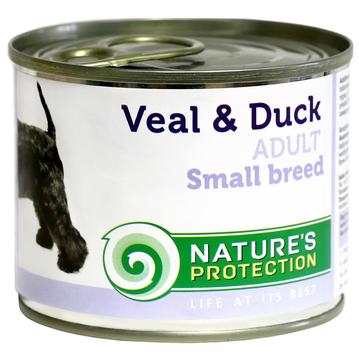 NATURE'S PROTECTION canned pet food for adult dogs with veal and duck 