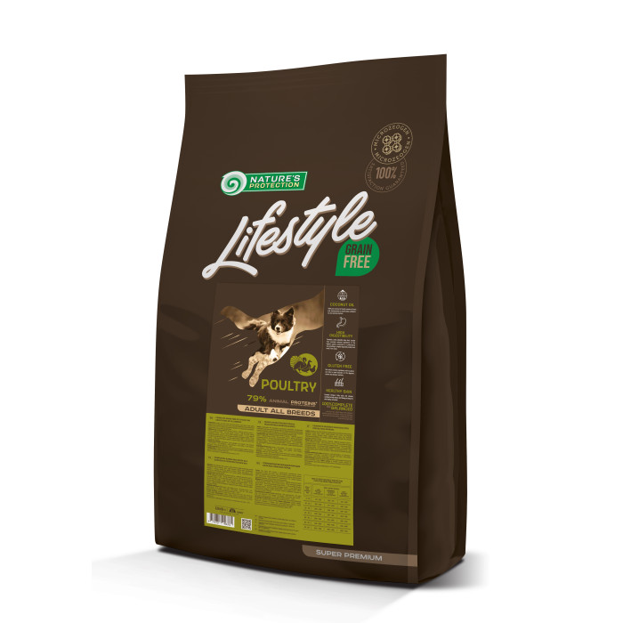 NATURE'S PROTECTION LIFESTYLE dry grain free food for adult dogs of all breeds with poultry 