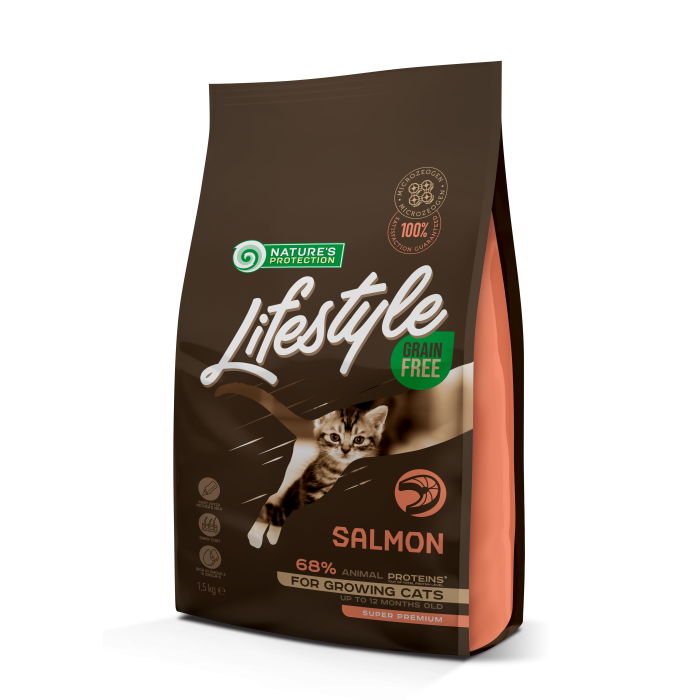 NATURE'S PROTECTION LIFESTYLE dry grain free food for kittens with salmon 