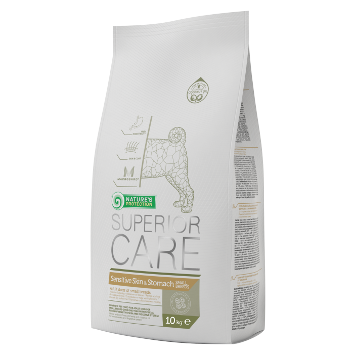 NATURE'S PROTECTION SUPERIOR CARE dry food for adult dogs of small breeds with sensitive skin and stomach, with lamb 