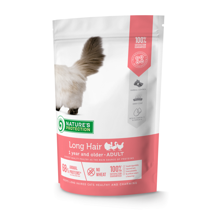 NATURE'S PROTECTION dry food for adult long haired cats with poultry 