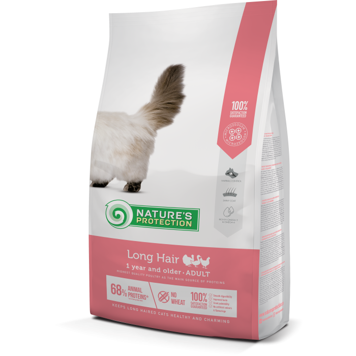 NATURE'S PROTECTION dry food for adult long haired cats with poultry 