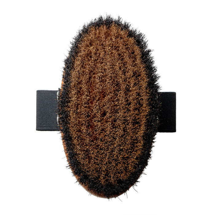 TAURO PRO LINE Massage brush, pear wood, bronze metal and horse hair bristles, antistatic, light brown 