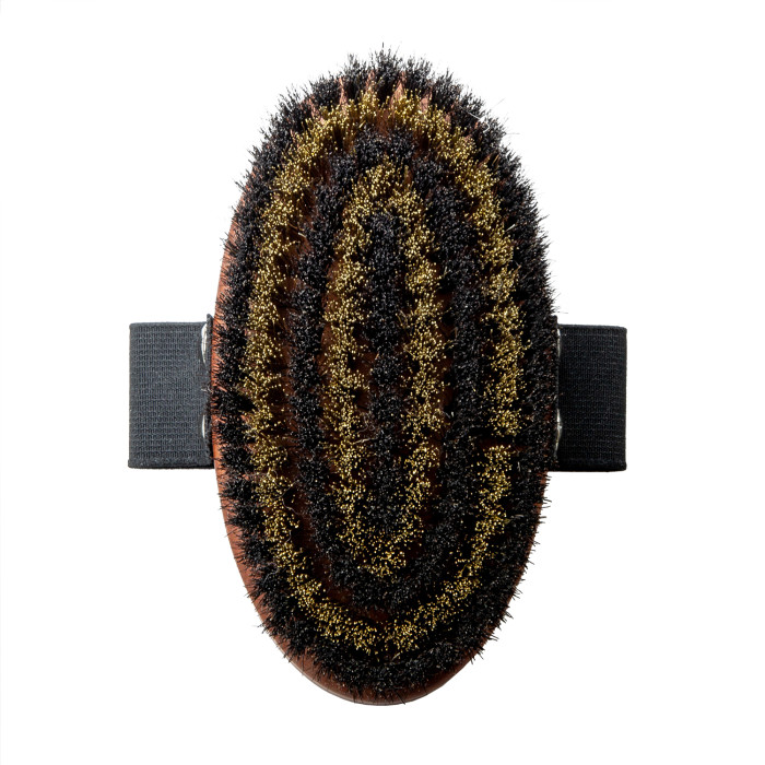 TAURO PRO LINE Massage brush, pear wood, brass metal and horse hair bristles, light brown 