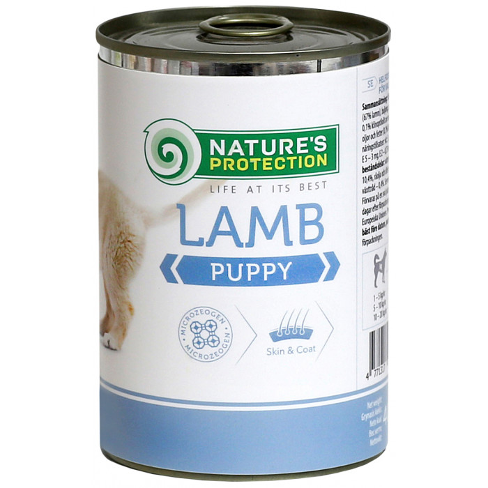 NATURE'S PROTECTION canned pet food for junior dogs with lamb 