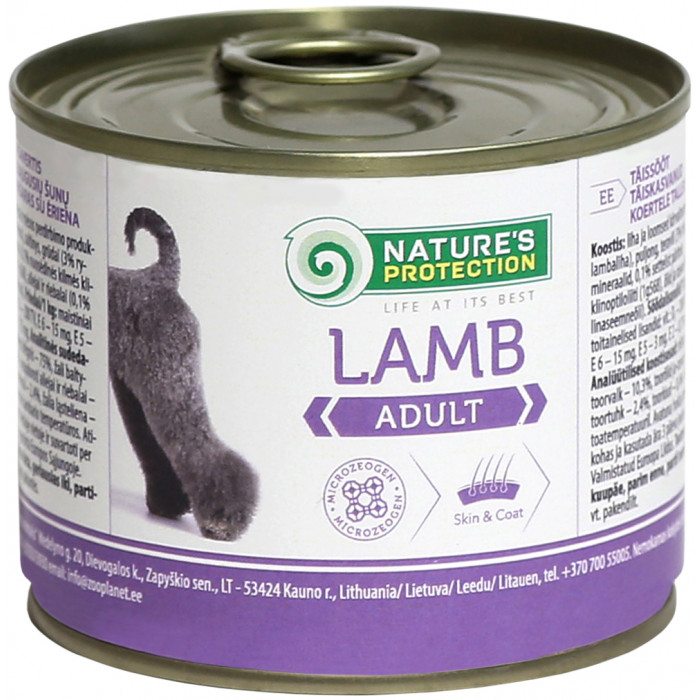 NATURE'S PROTECTION canned pet food for adult dogs with lamb 