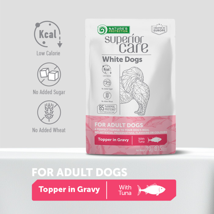 NATURE'S PROTECTION SUPERIOR CARE wet food supplement with tuna for adult white-coated dogs of all breeds 