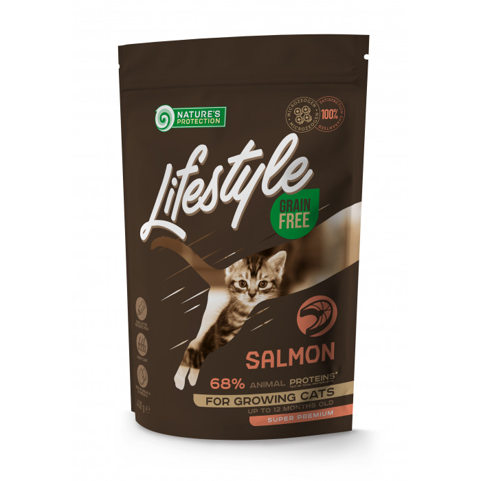 NATURE'S PROTECTION LIFESTYLE dry grain free food for kittens with salmon 