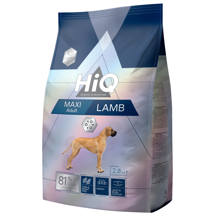 HIQ dry food for adult dogs of large breeds with lamb 