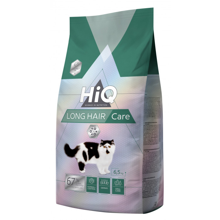 HIQ dry food for adult long haired cats with poultry 