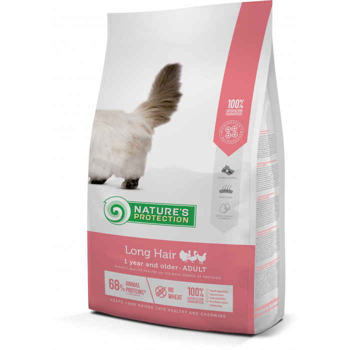 NATURE'S PROTECTION dry food for adult long haired cats with poultry 