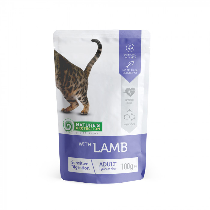 NATURE'S PROTECTION canned pet food for adult cats with lamb 