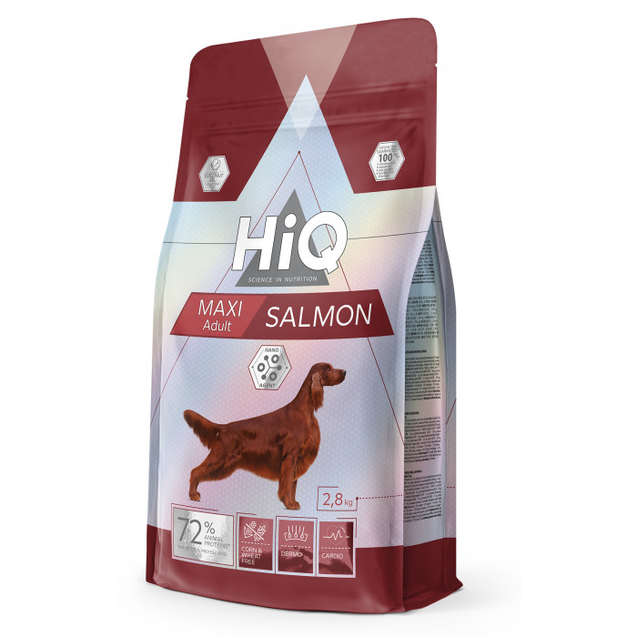 HIQ dry food for adult dogs of large breeds, with salmon  