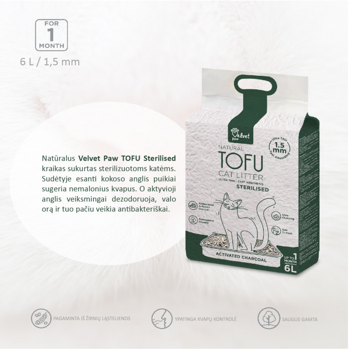 VELVET PAW TOFU kraikas sterilizuotoms katėms 