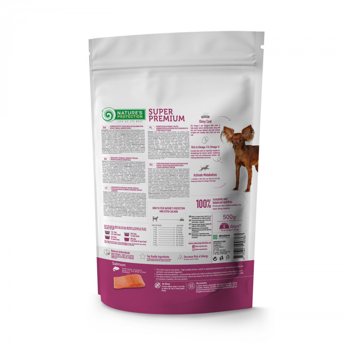 NATURE'S PROTECTION dry food for adult small breed dogs with salmon 