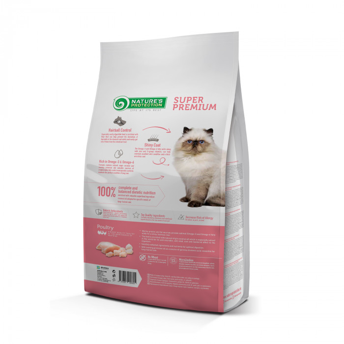 NATURE'S PROTECTION dry food for adult long haired cats with poultry 