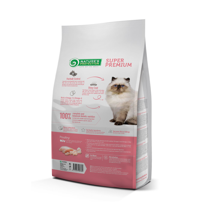 NATURE'S PROTECTION dry food for adult long haired cats with poultry 