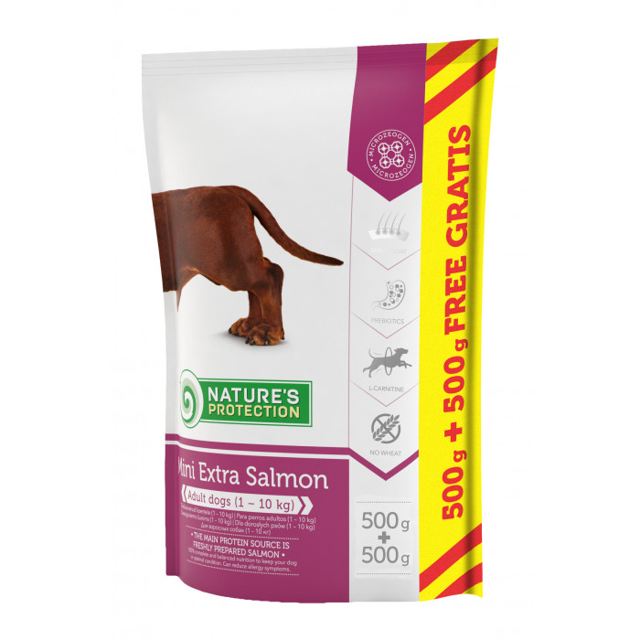 NATURE'S PROTECTION dry food for adult small breed dogs with salmon 