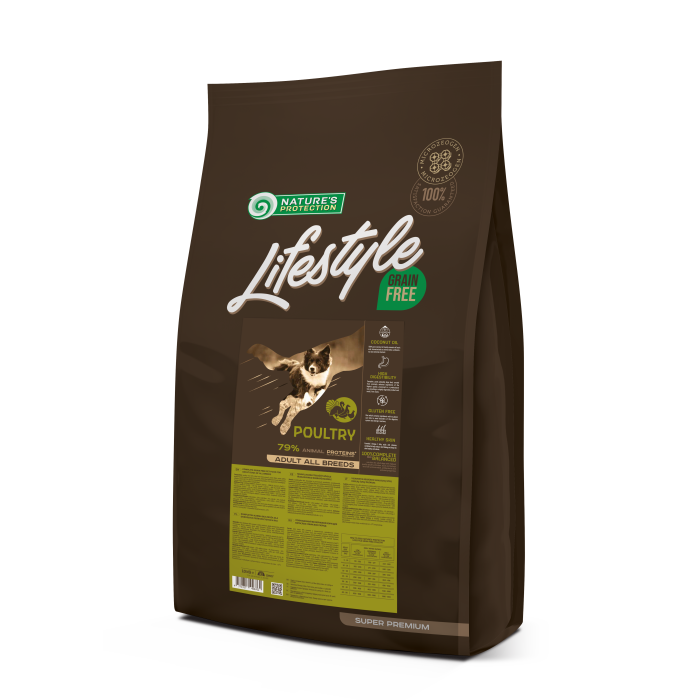 NATURE'S PROTECTION LIFESTYLE dry grain free food for adult dogs of all breeds with poultry 