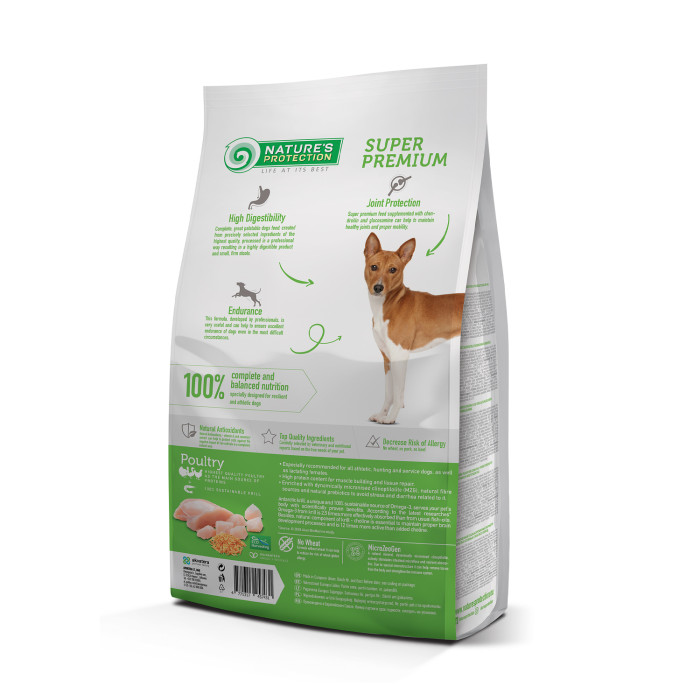 NATURE'S PROTECTION dry food for active adult dogs of all breeds with poultry and krill 