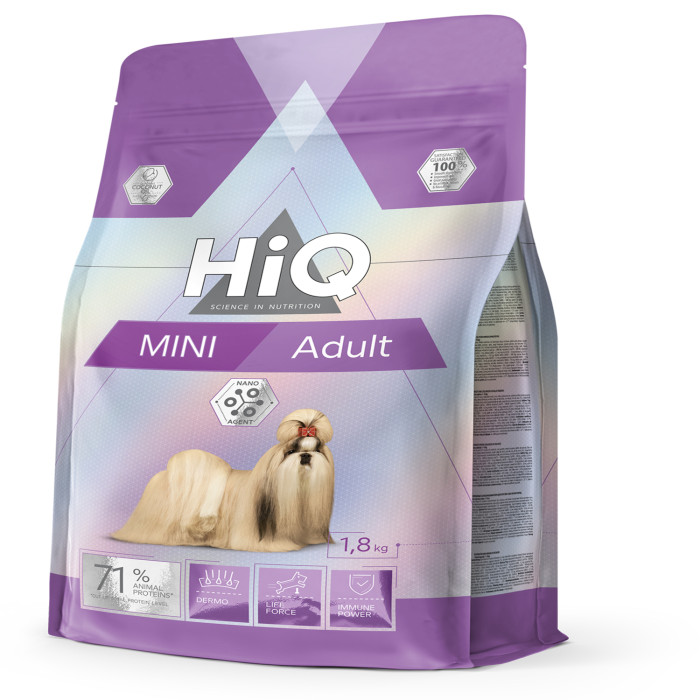 HIQ dry food for adult small breed dogs with poultry 