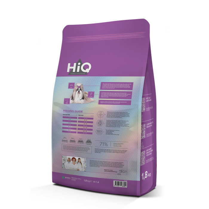 HIQ dry food for adult small breed dogs with poultry 