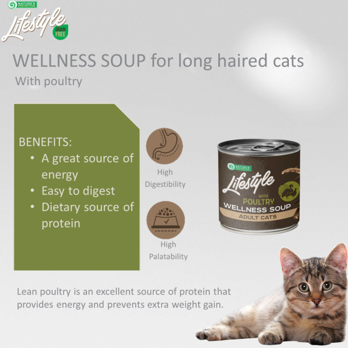 NATURE'S PROTECTION LIFESTYLE complementary feed - soup for adult long haired cats with poultry 