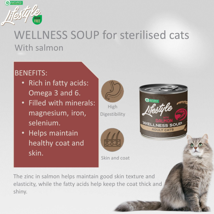 NATURE'S PROTECTION LIFESTYLE complementary feed - soup for sterilised adult cats with salmon 