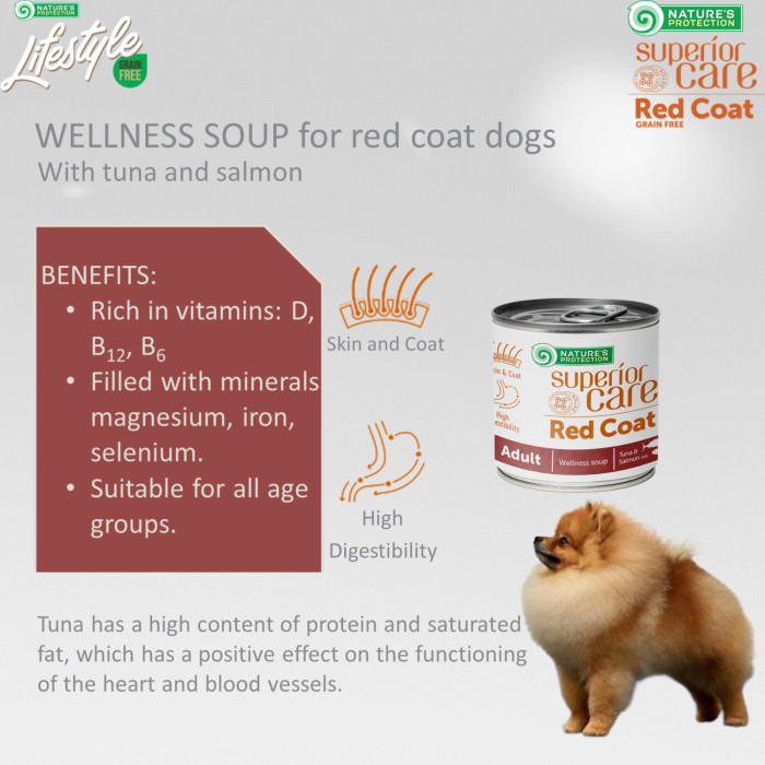 NATURE'S PROTECTION SUPERIOR CARE Red Coat complementary feed - soup for adult dogs of all breeds with salmon and tuna 